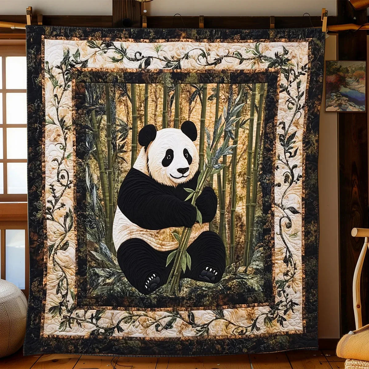 Panda's Bamboo Garden Quilt Blanket