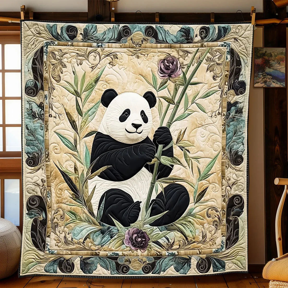Panda's Bamboo Garden Quilt Blanket