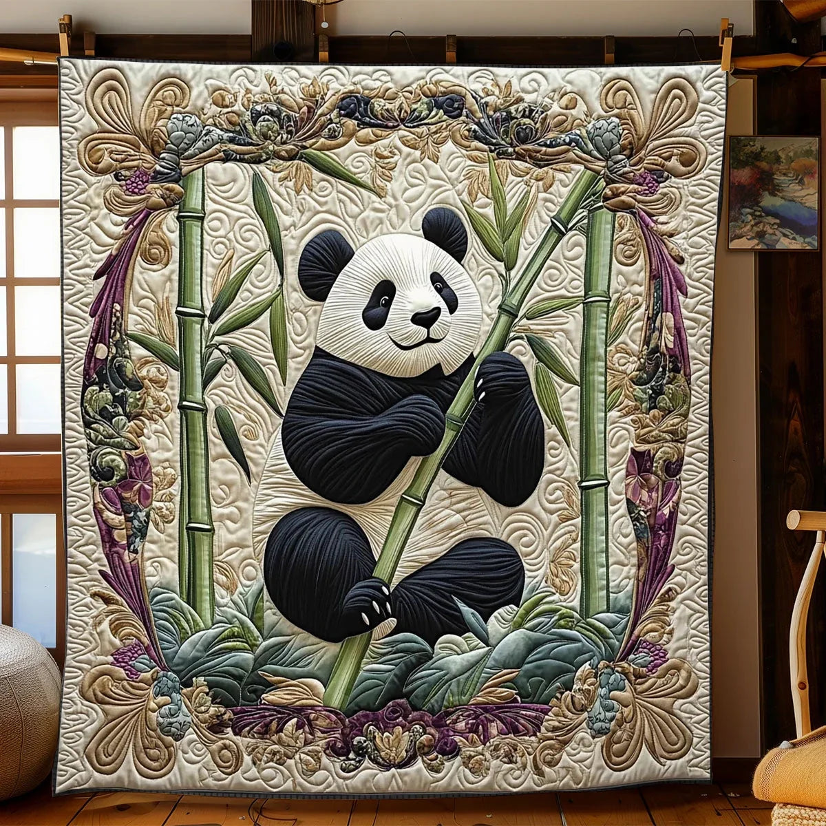 Panda's Bamboo Garden Quilt Blanket