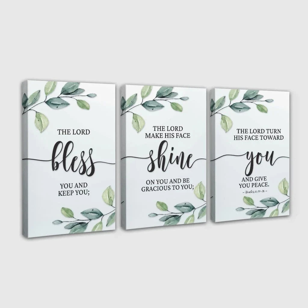 the lord bless you and keep you 3 panel christian wall art canvas (view 4)