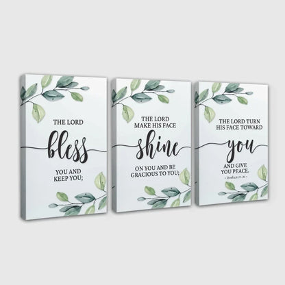 the lord bless you and keep you 3 panel christian wall art canvas (view 4)