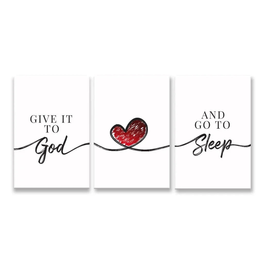 give it to god and go to sleep 3 panel wall art canvas (Landscape) (view 3)