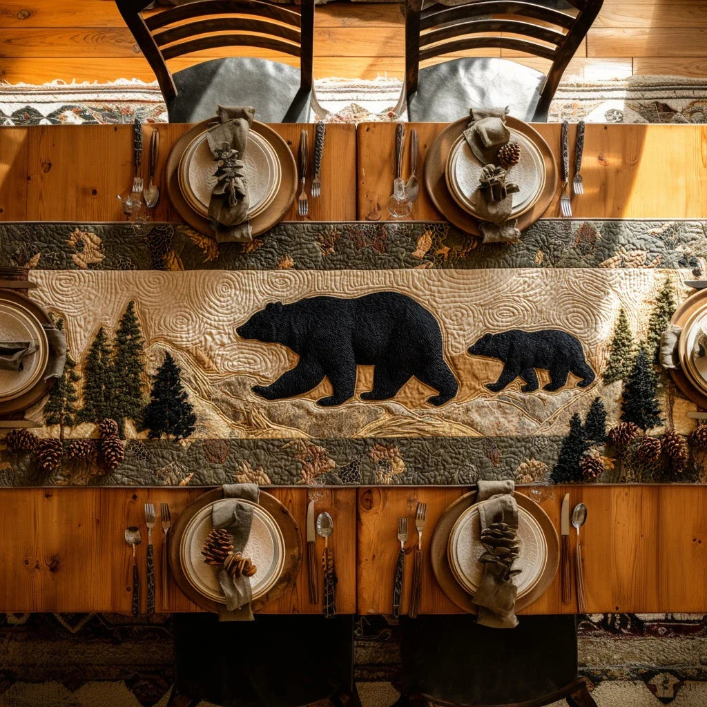Papa Bear Cub Quilted Table Runner