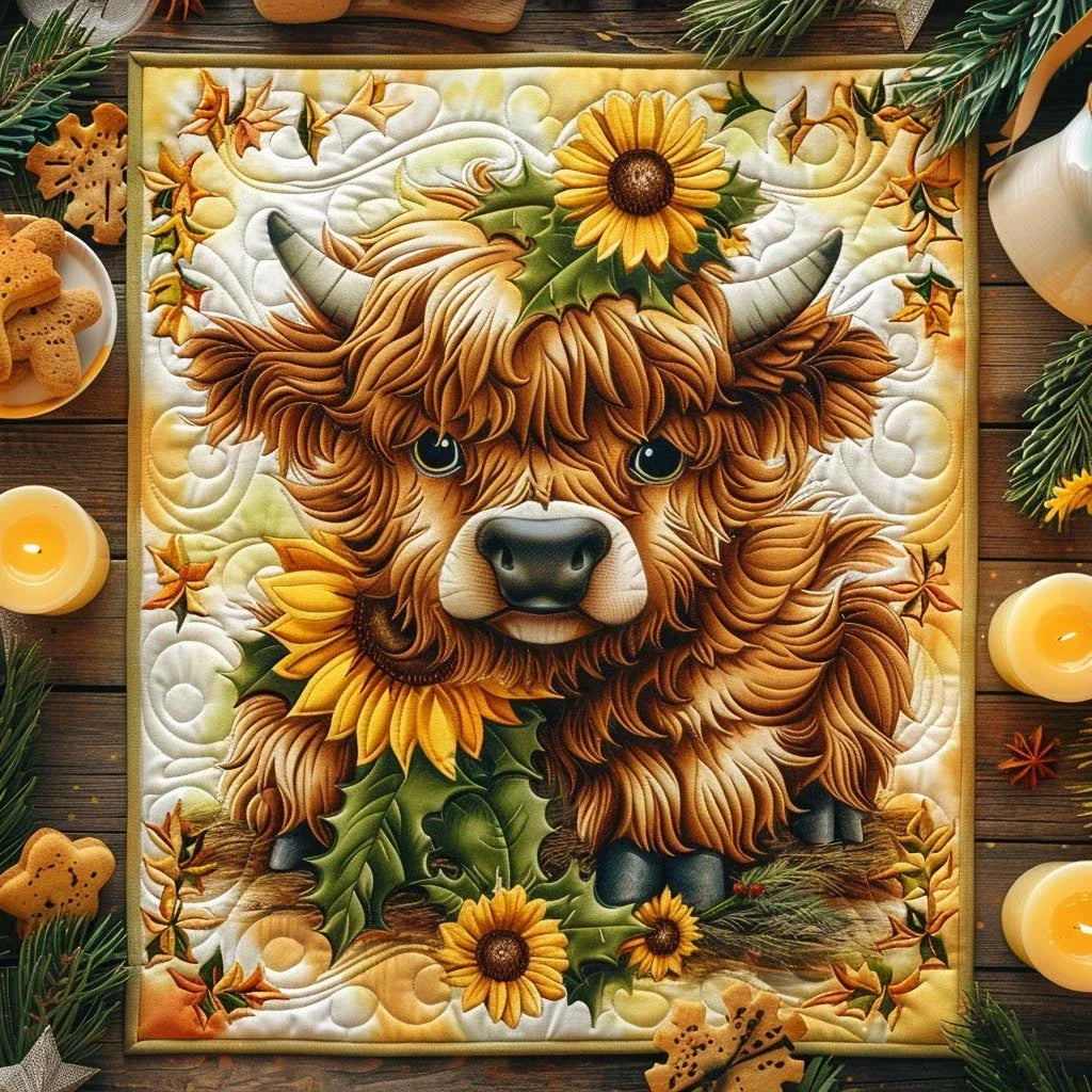 Paradise Cow Quilted Table Topper