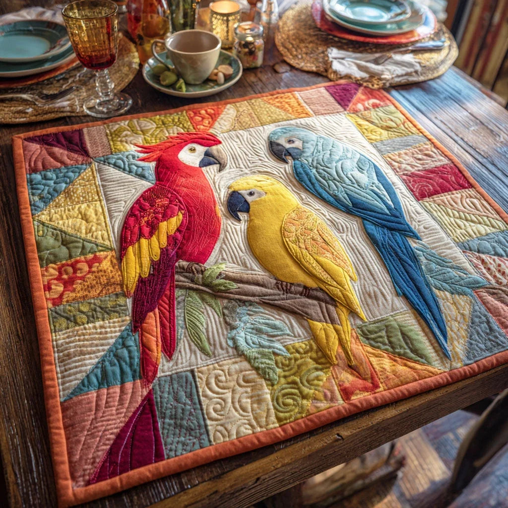 Paradise Plumage Quilted Table Topper