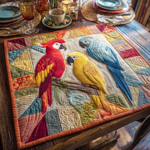 Paradise Plumage Quilted Table Topper