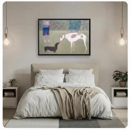 Park Walk Dog Duo Impressionist Canvas Art Wall Art