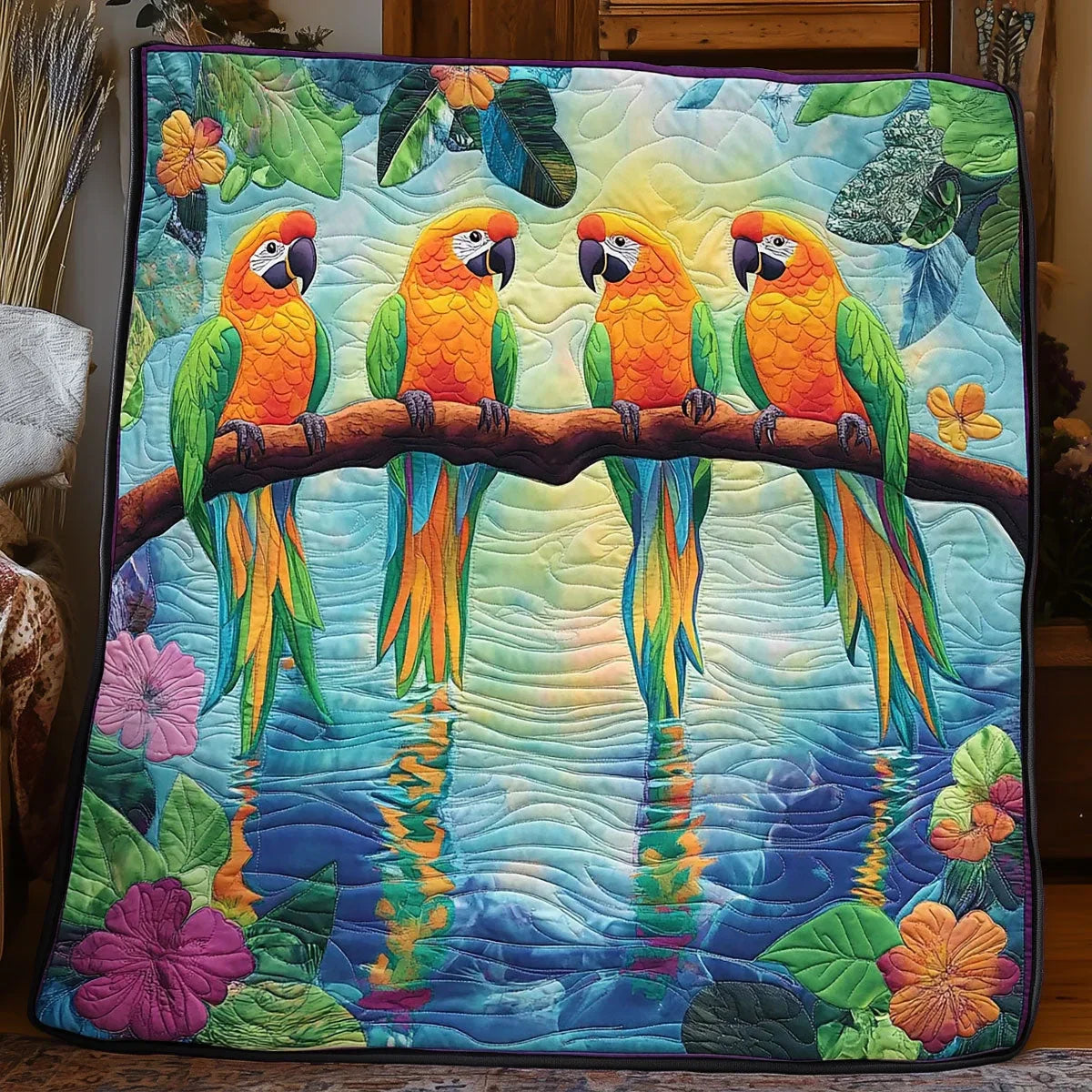 Parrot Paradise Quilt Blanket