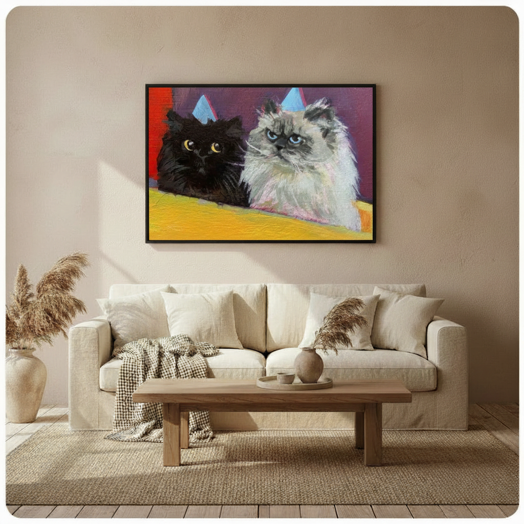 Party Cats Canvas Art | Funny Cat Wall Decor Wall Art