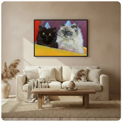 Party Cats Canvas Art | Funny Cat Wall Decor Wall Art