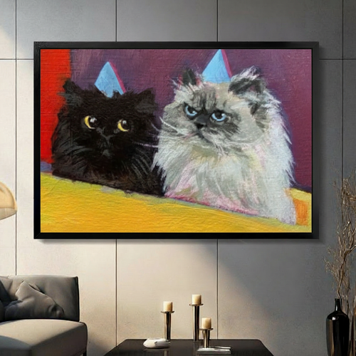 Party Cats Canvas Art | Funny Cat Wall Decor Wall Art