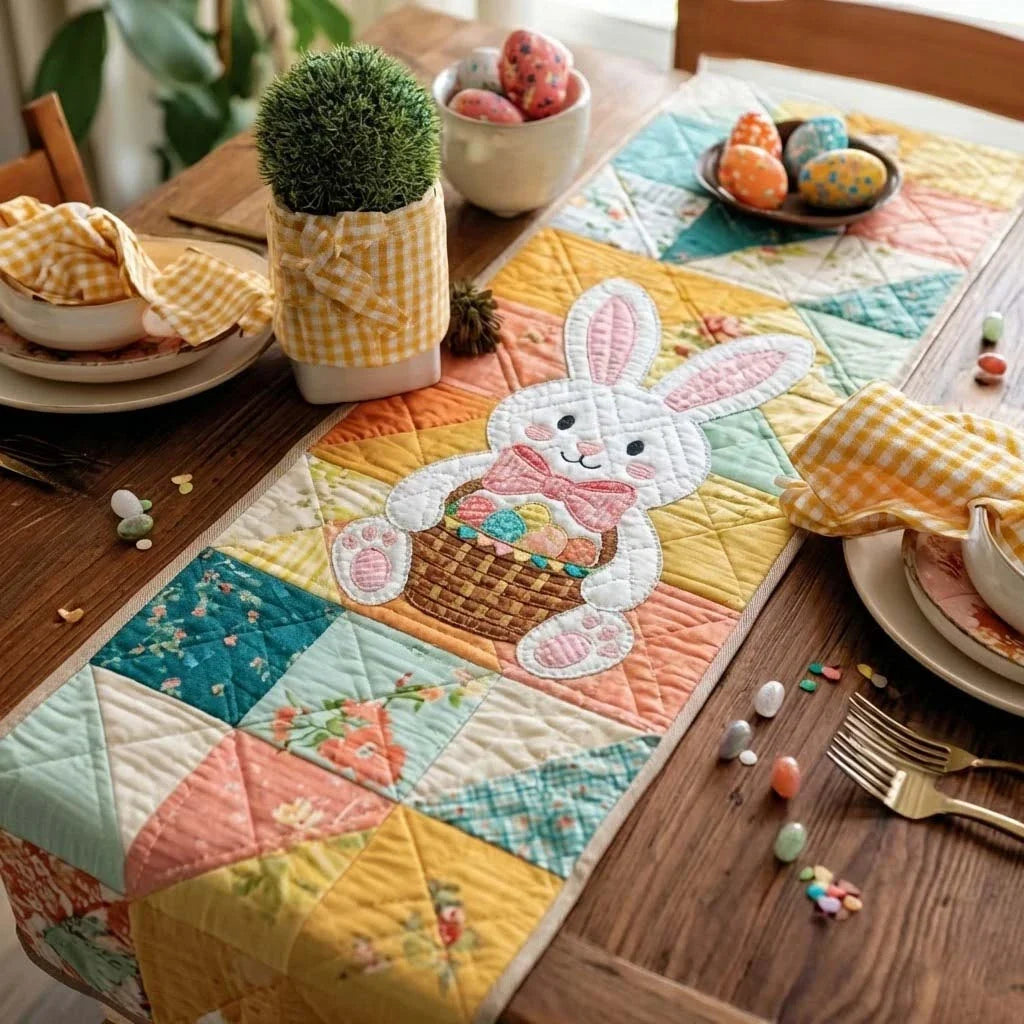 Pastel Bunny Quilted Table Runner