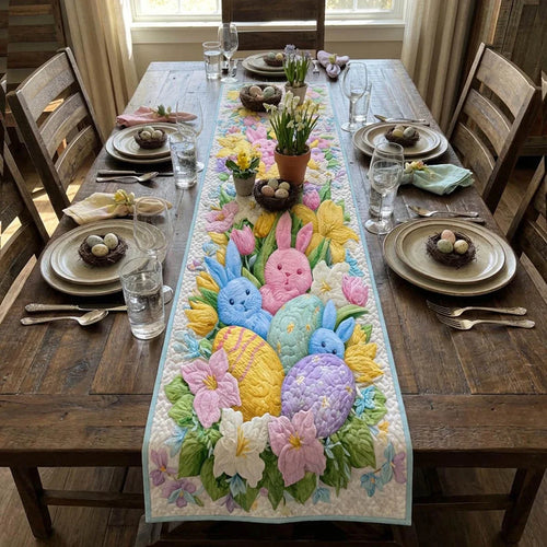 Pastel Eggs Quilted Table Runner