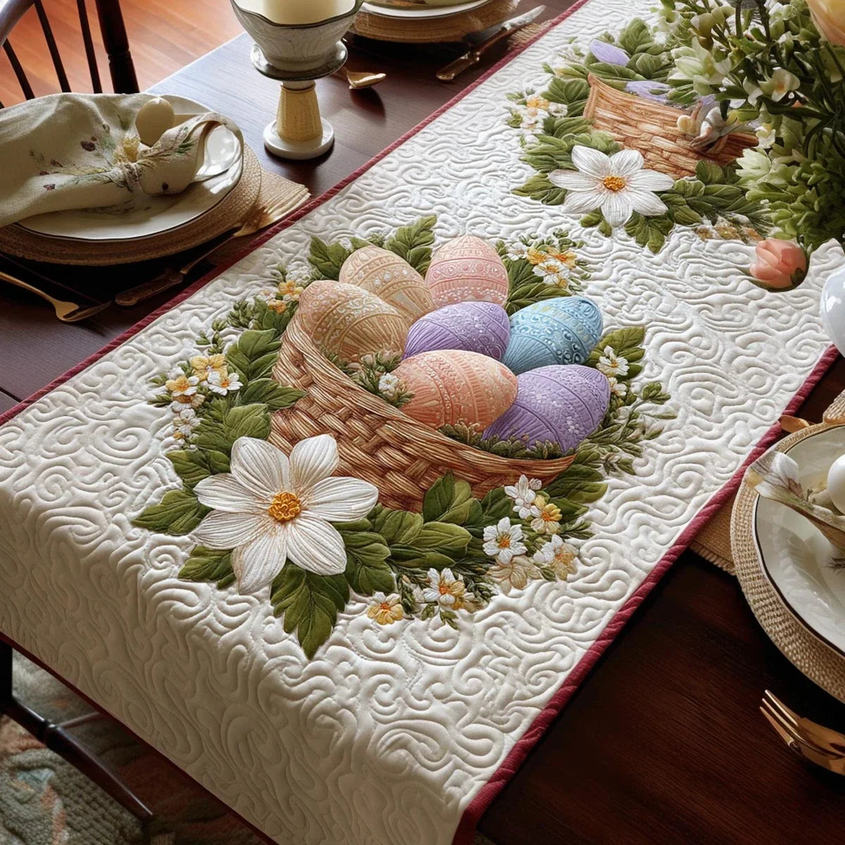 Pastel Garden Quilted Table Runner