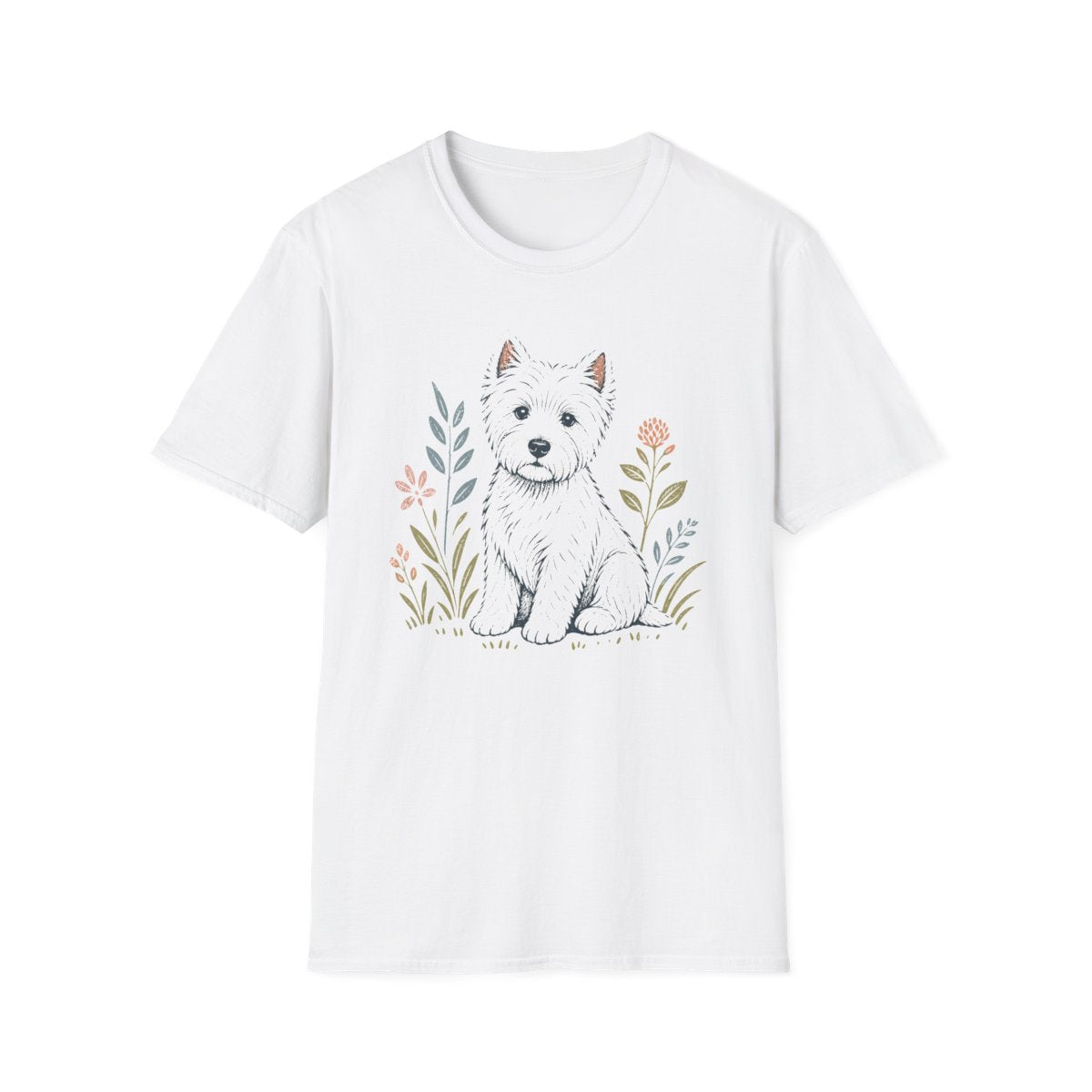 Pastel Linocut Westie Tee