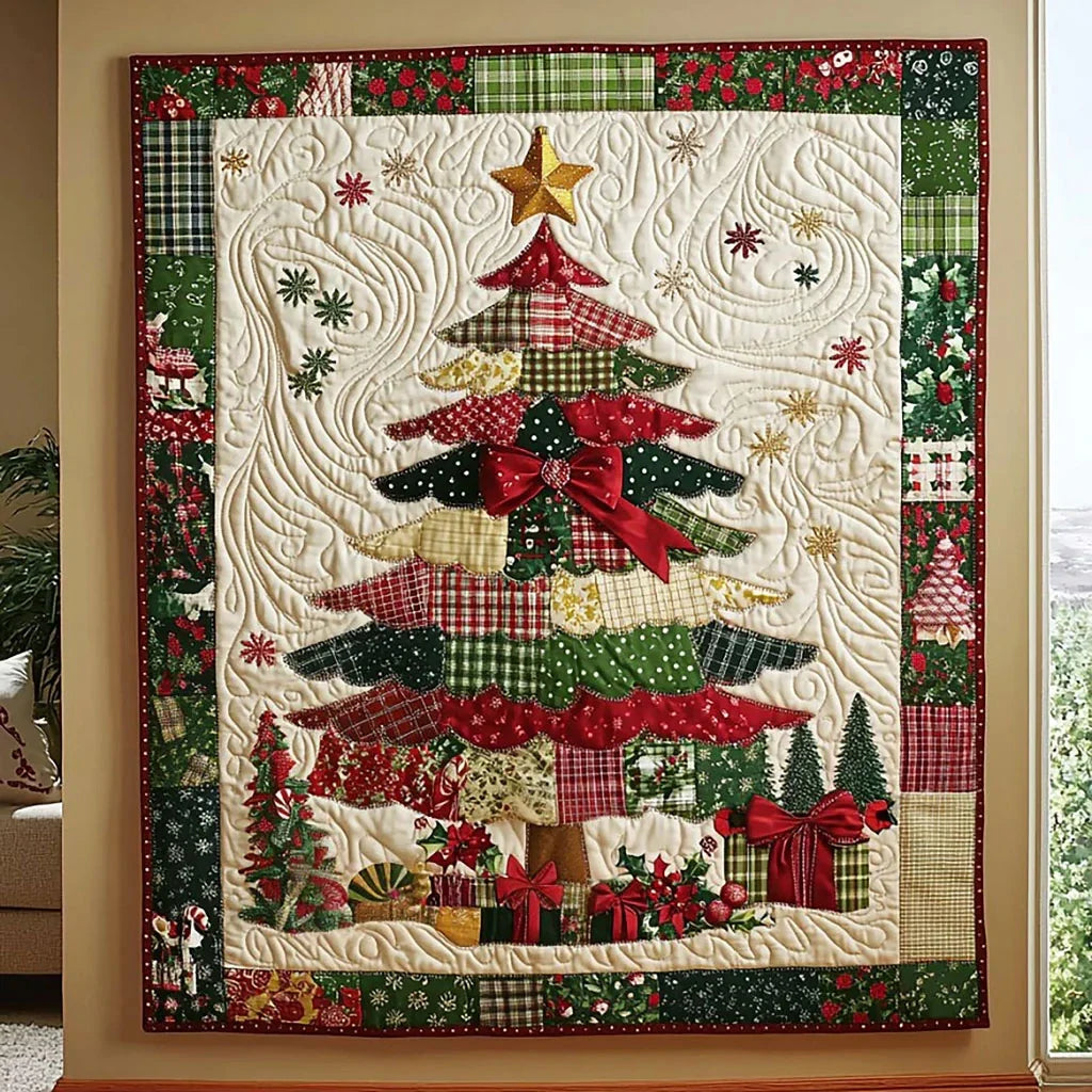 Patchwork Christmas Tree Quilt Blanket