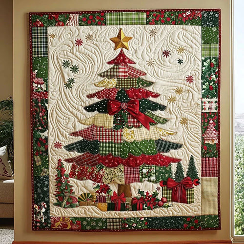 Patchwork Christmas Tree Quilt Blanket
