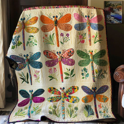 Patchwork Dragonfly Quilt Blanket