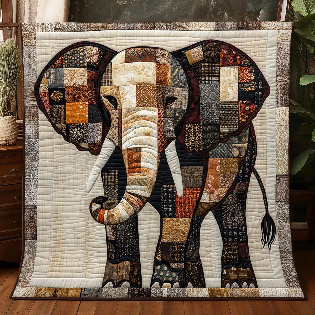 Patchwork Elephant Quilt Blanket