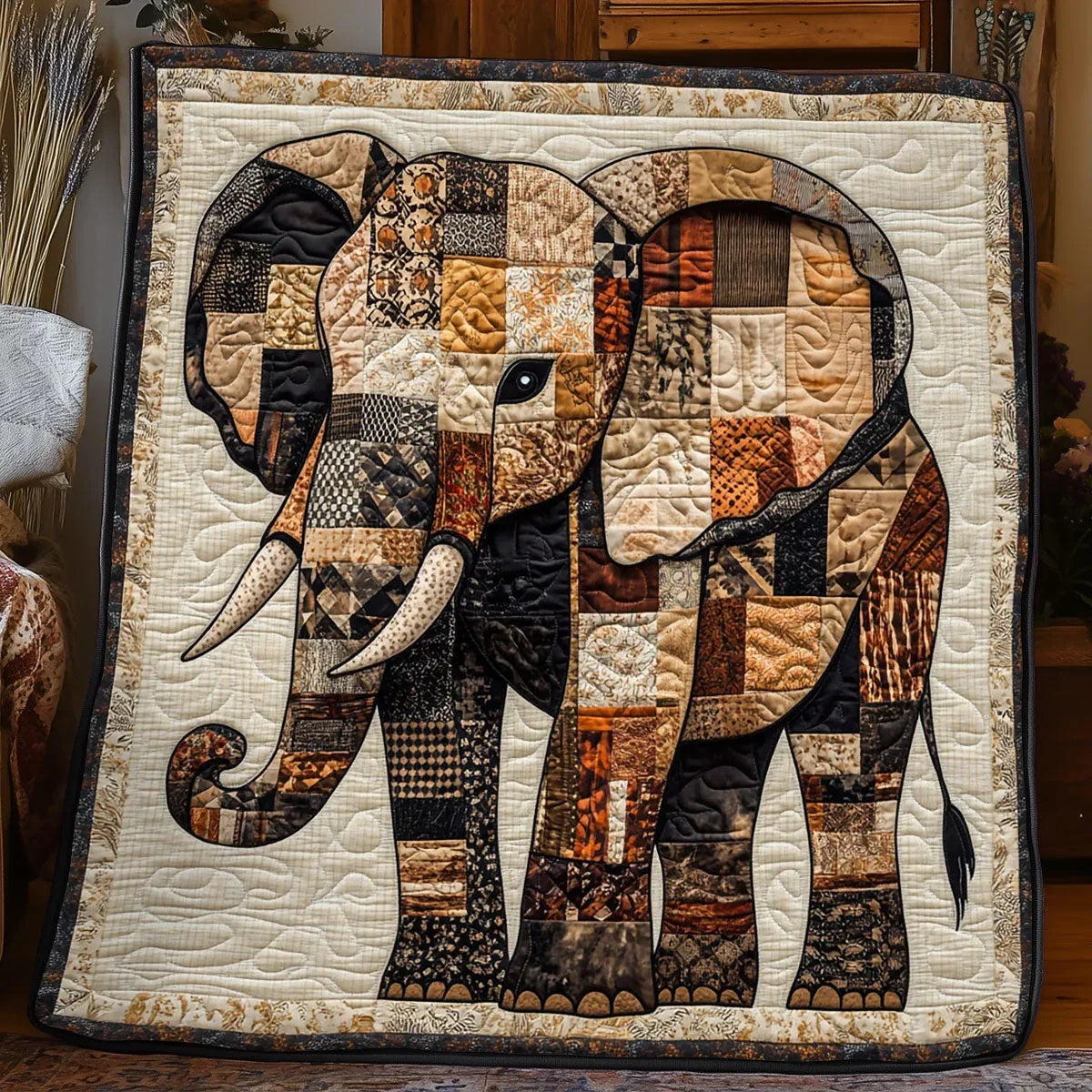Patchwork Elephant Quilt Blanket