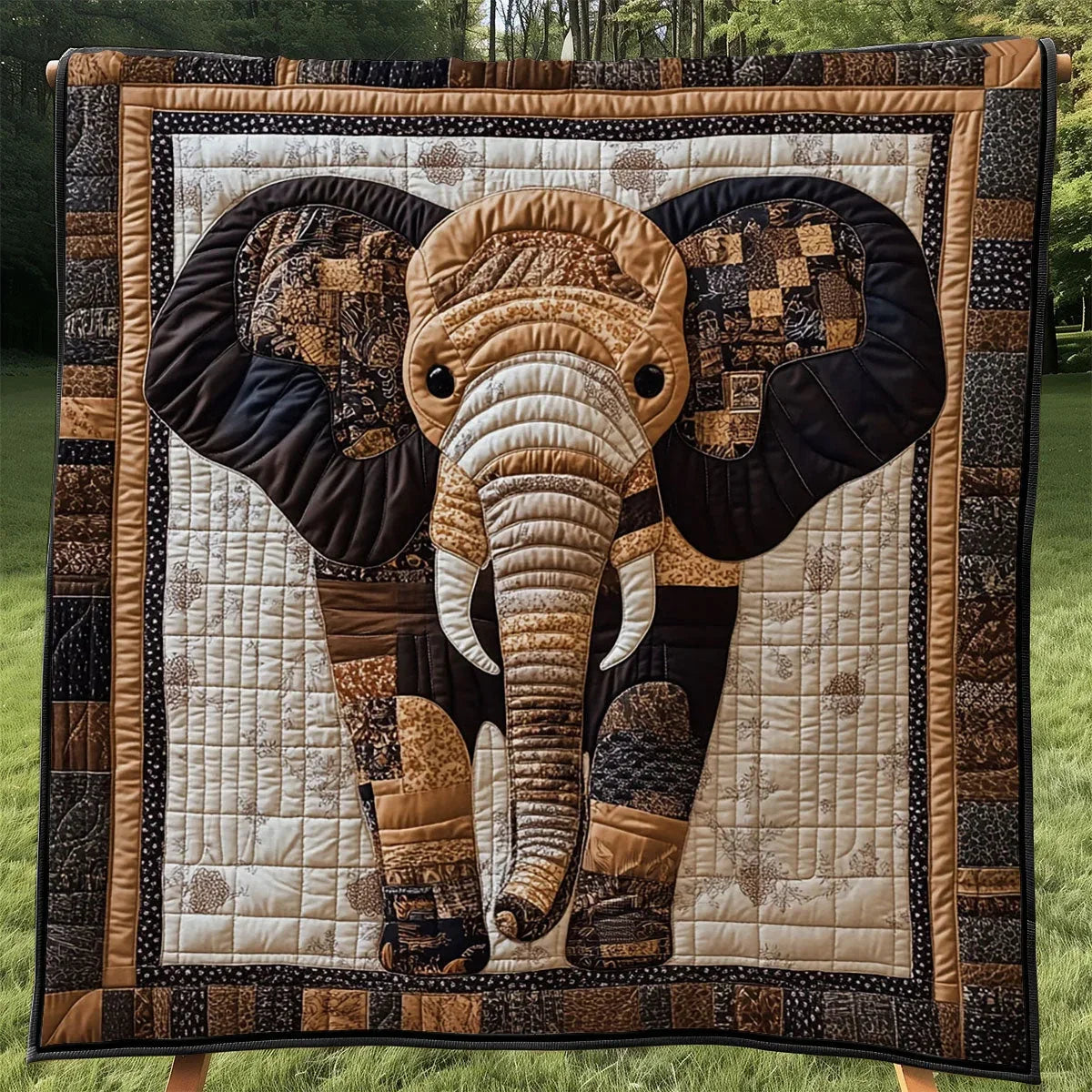 Patchwork Elephant Quilt Blanket
