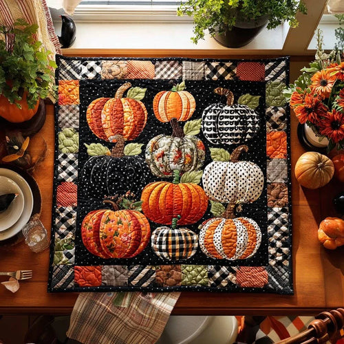 Patchwork Pumpkin Parade Quilted Table Topper