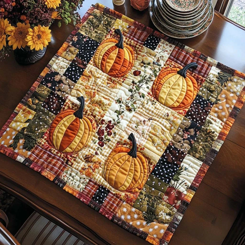 Patchwork Pumpkins Quilted Table Topper