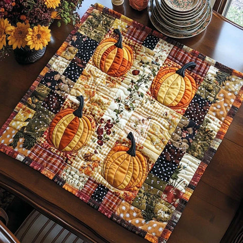 Patchwork Pumpkins Quilted Table Topper