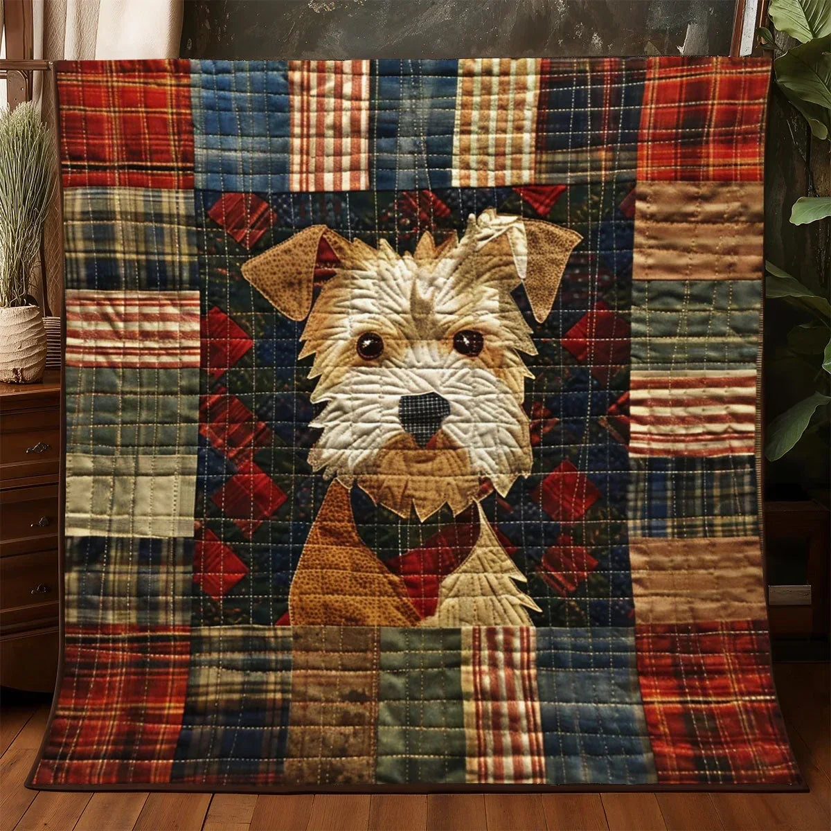 Patchwork Terrier Quilt Blanket