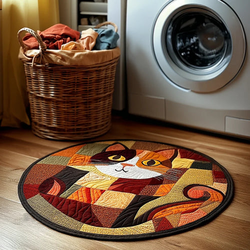 Patchy Cat Quilted Round Mat