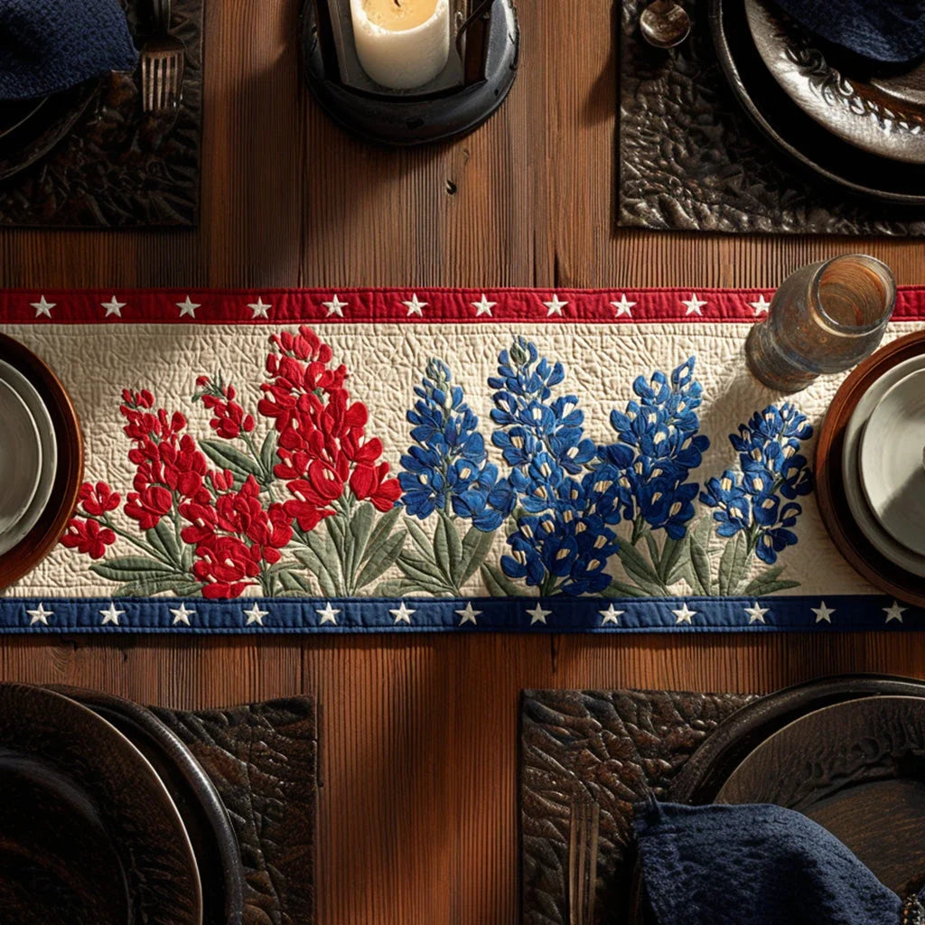 Patriot Blossom Quilted Table Runner