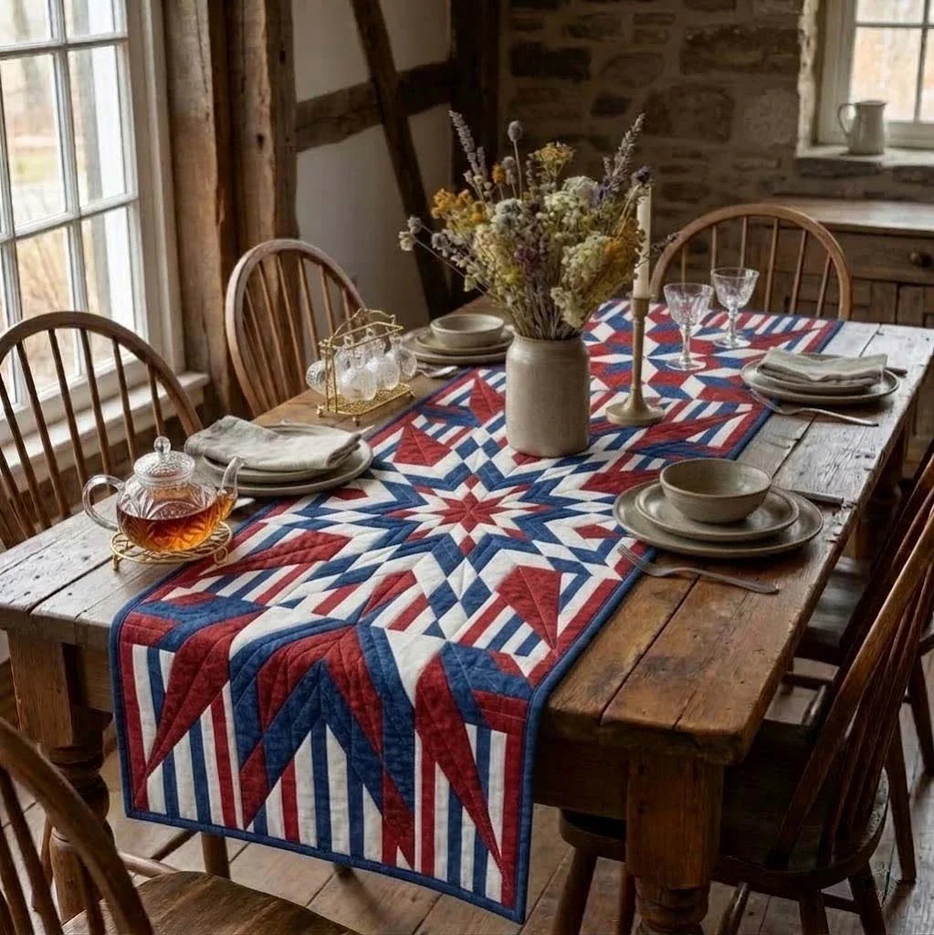 Patriot Burst Quilted Table Runner