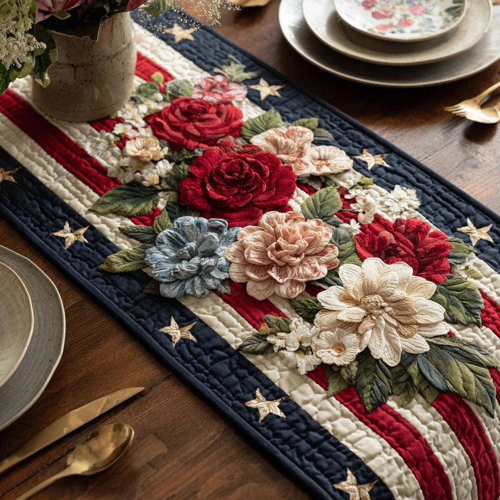 Patriot Garden Quilted Table Runner