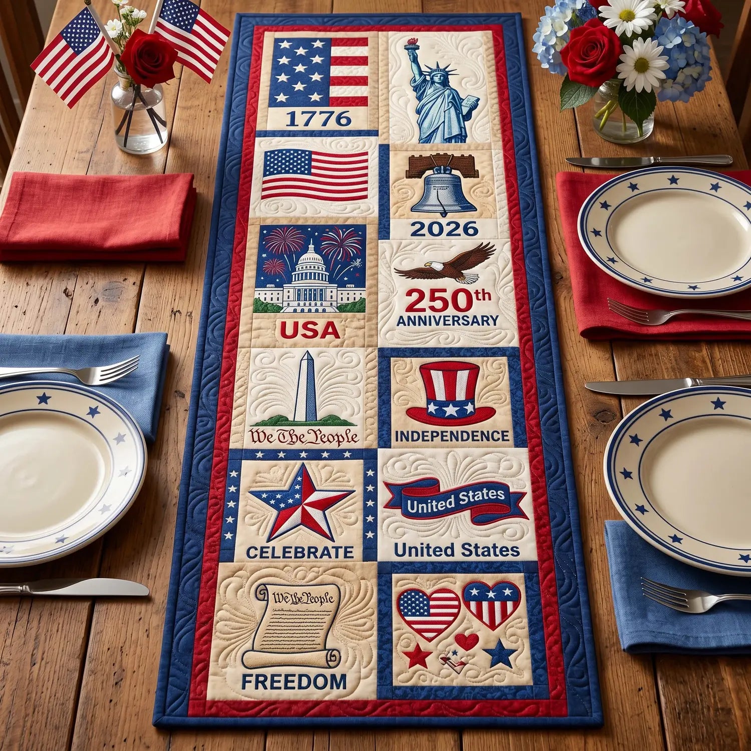 Patriot Heritage Quilted Table Runner