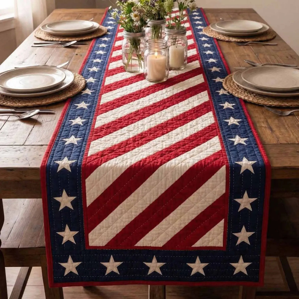 Patriot Lines Quilted Table Runner