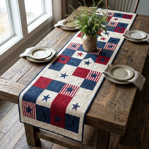 Patriot Patch Quilted Table Runner