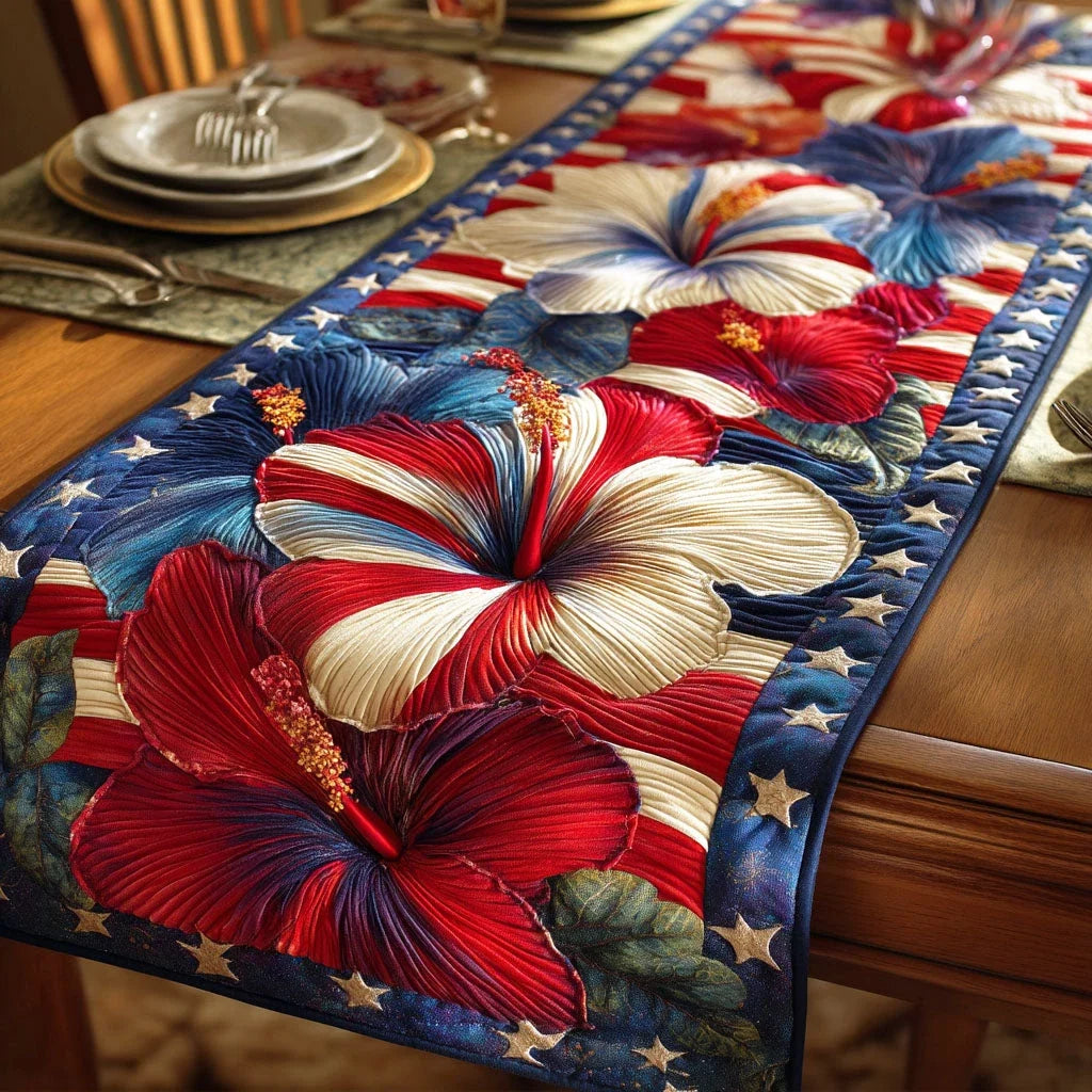 Patriot Petals Quilted Table Runner