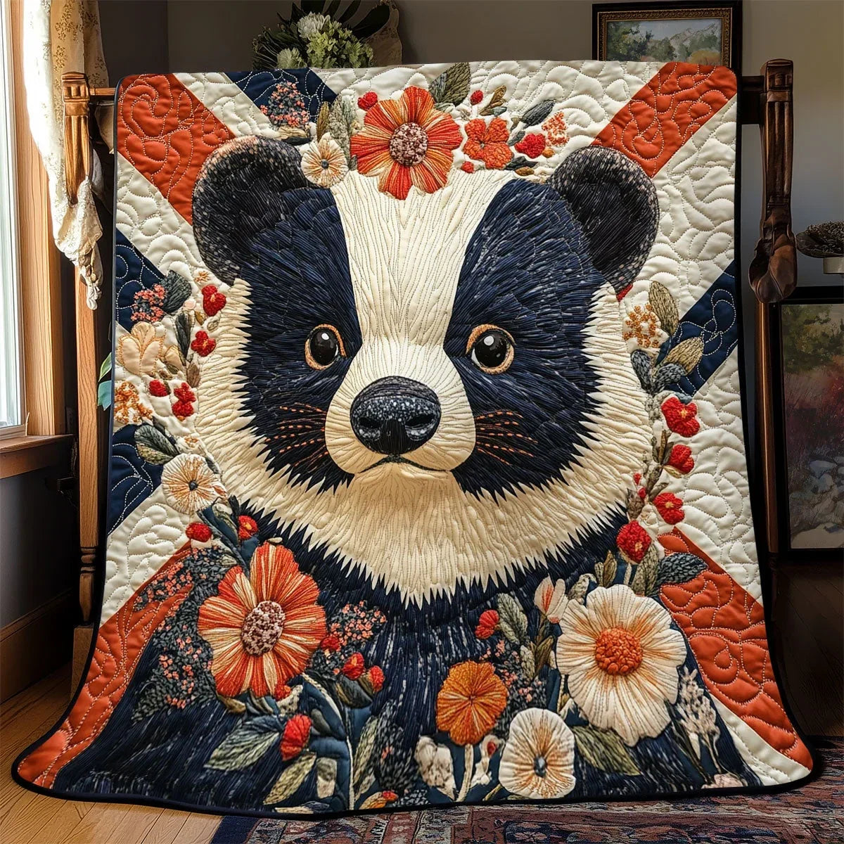 Patriotic Badger Quilt Blanket