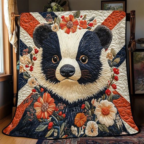 Patriotic Badger Quilt Blanket