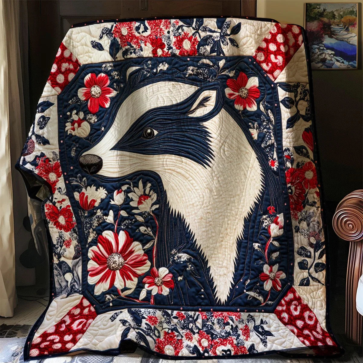 Patriotic Badger Quilt Blanket