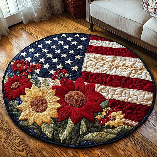 Patriotic Blossoms Quilted Round Mat
