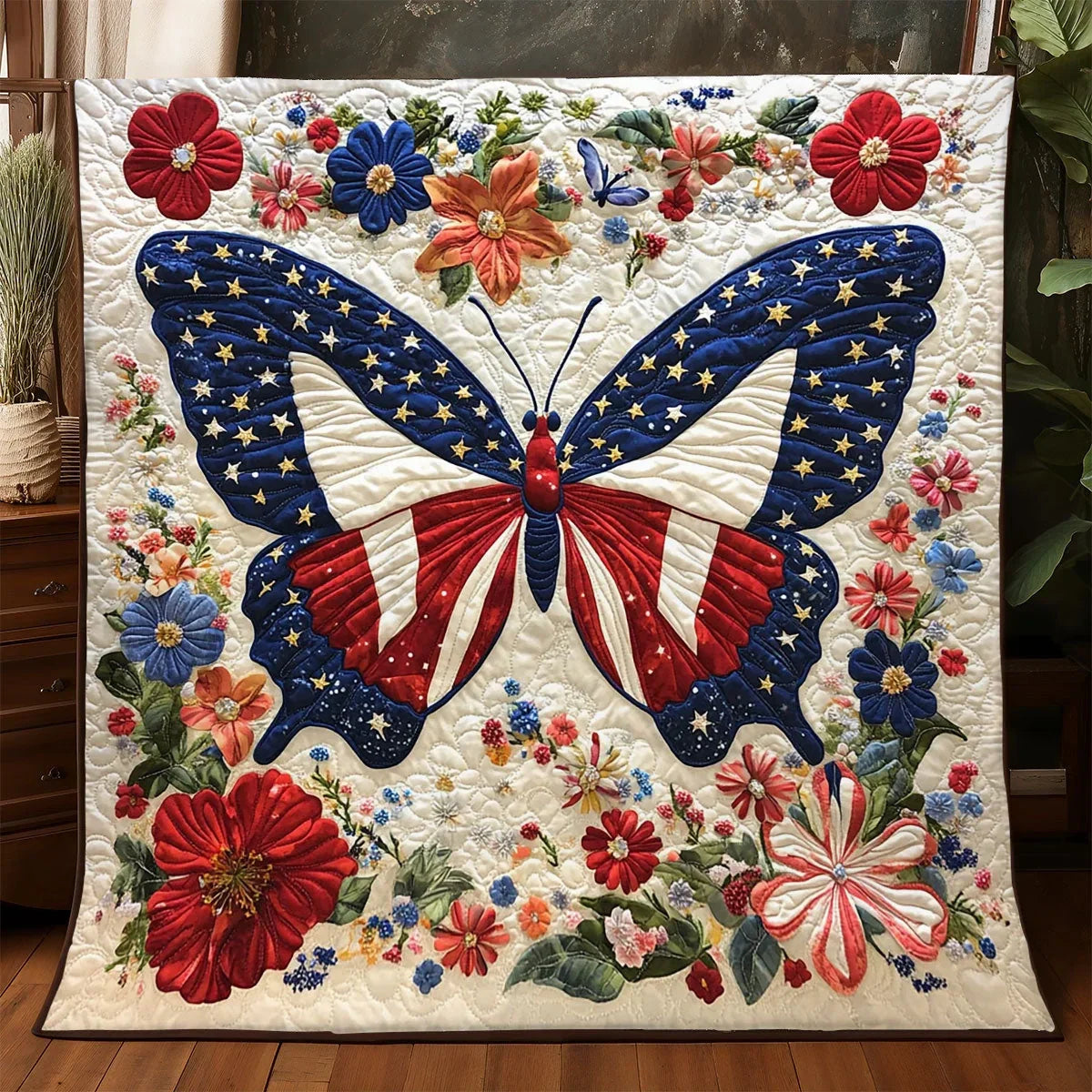 Patriotic Butterfly Quilt Blanket