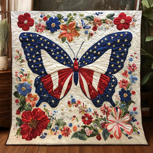 Patriotic Butterfly Quilt Blanket