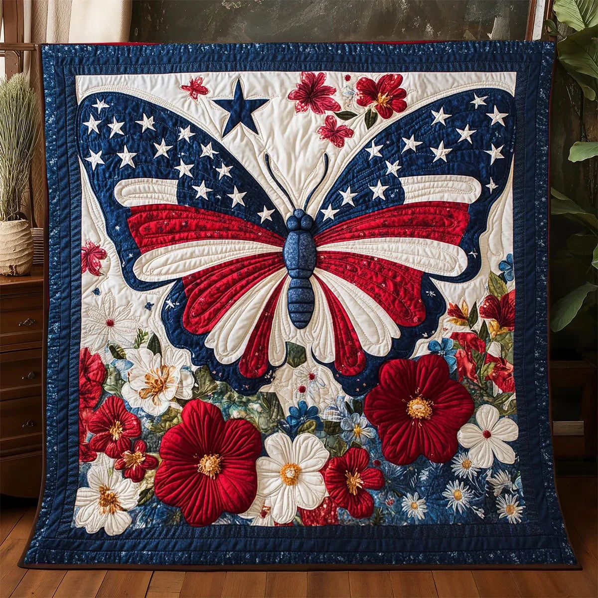 Patriotic Butterfly Quilt Blanket