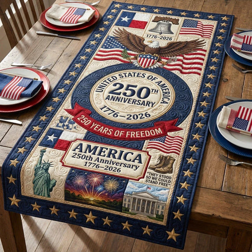 Patriotic Crest Quilted Table Runner