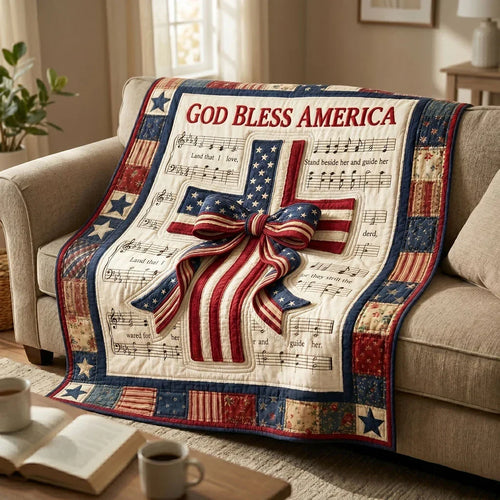 Patriotic Cross And Faith Quilt Blanket