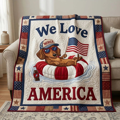 Patriotic Dachshund Usa Quilt Blanket