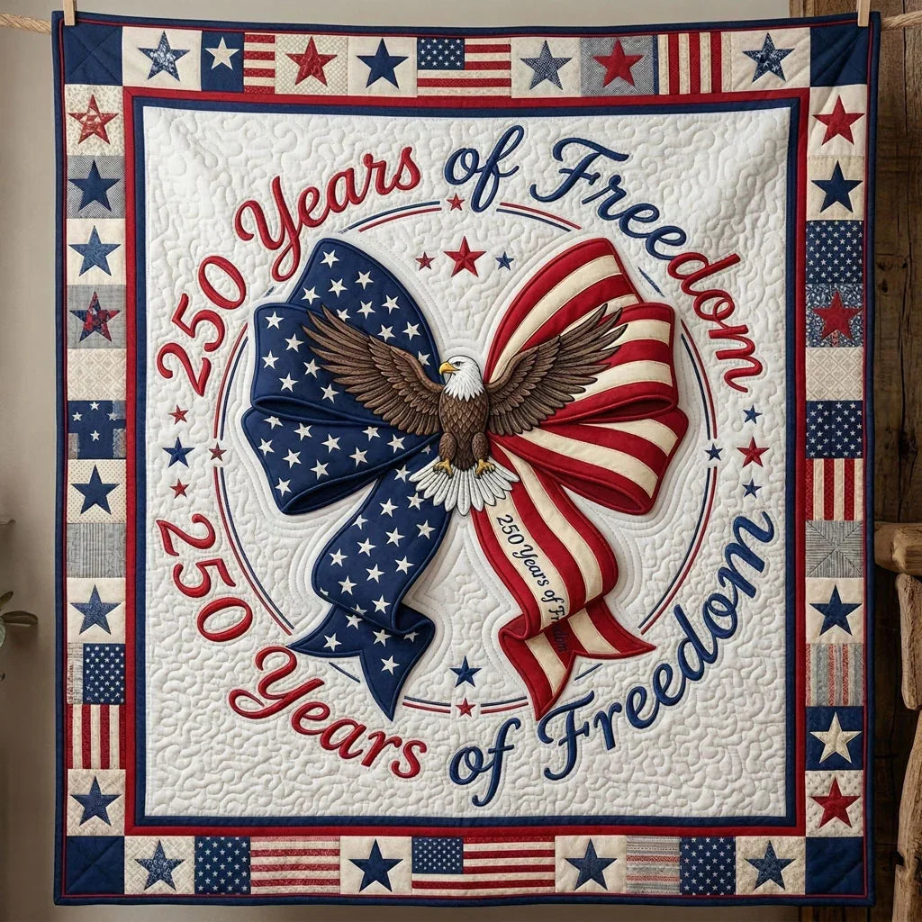 Patriotic Eagle Ribbon Quilt Blanket