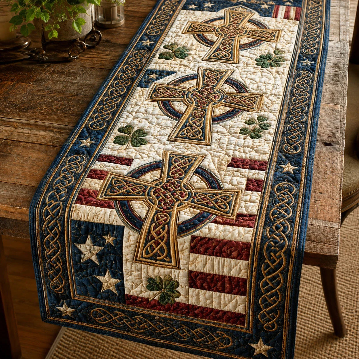 Patriotic Grace Quilted Table Runner