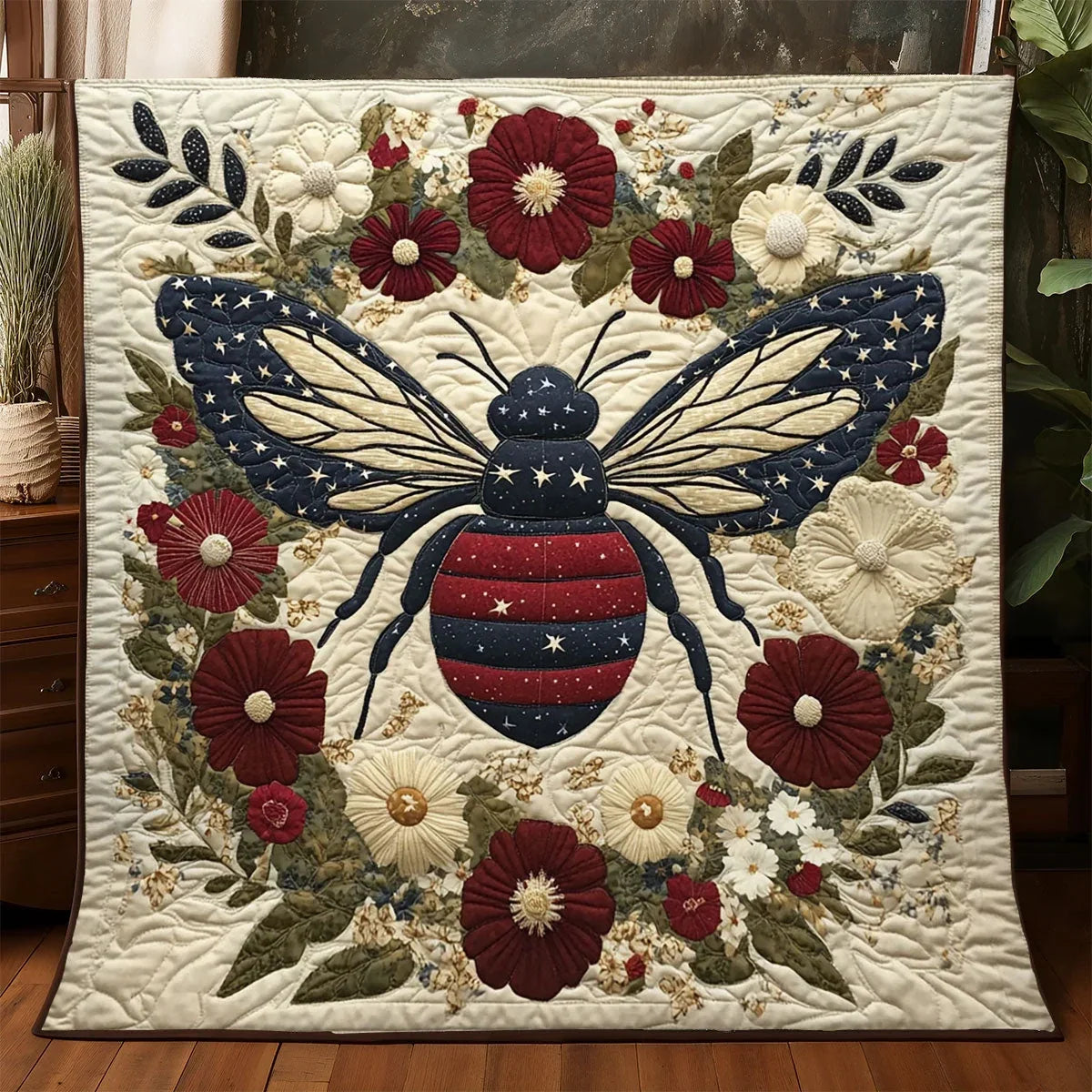 Patriotic Honeybee Quilt Blanket